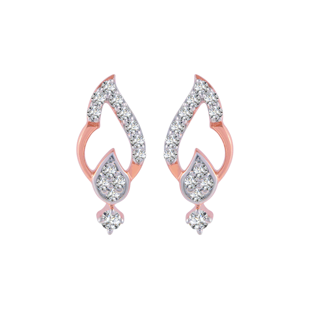 18KT (750) Rose Gold And Diamond Stud Earrings For Women