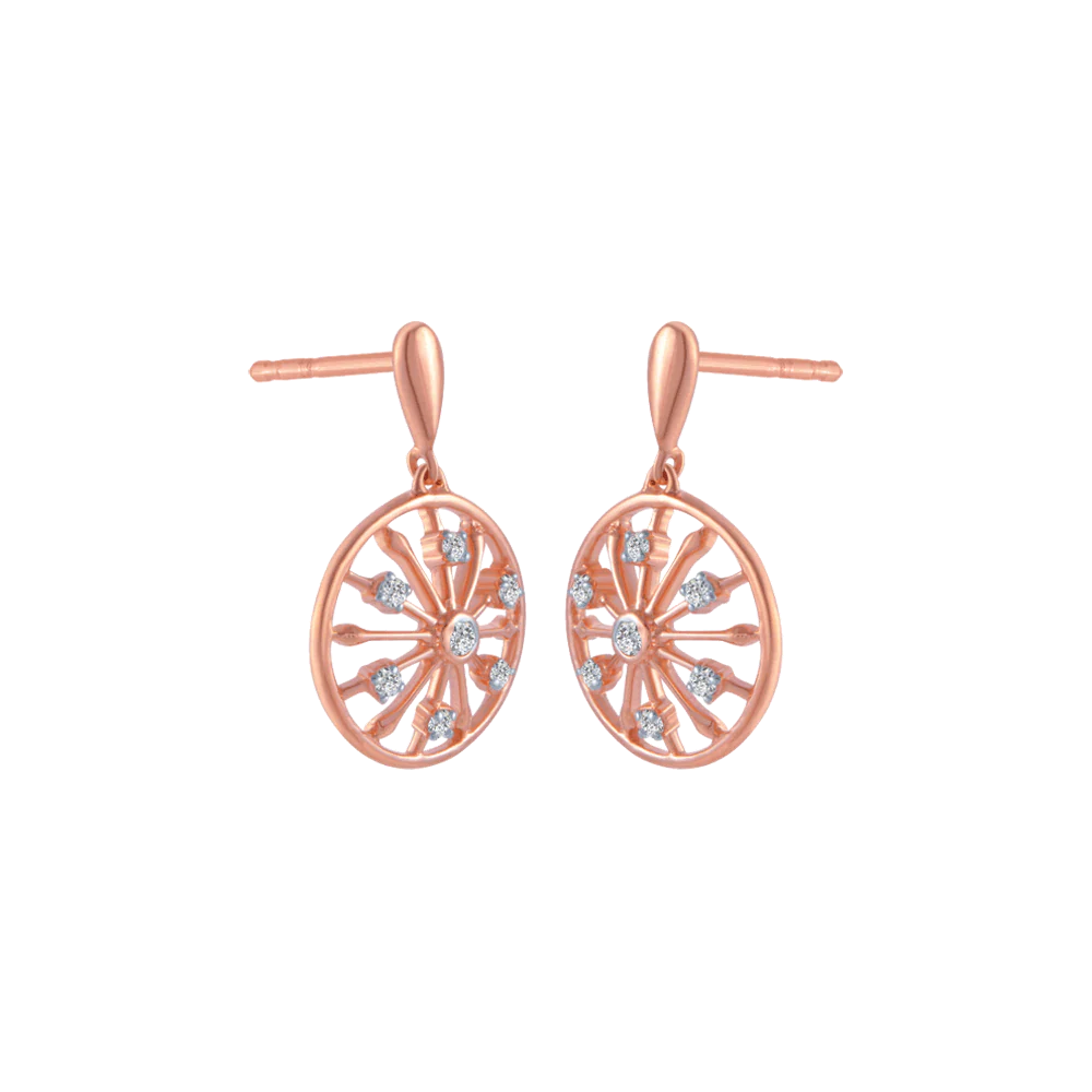 18KT (750) Rose Gold And Diamond Stud Earrings For Women - Image 3