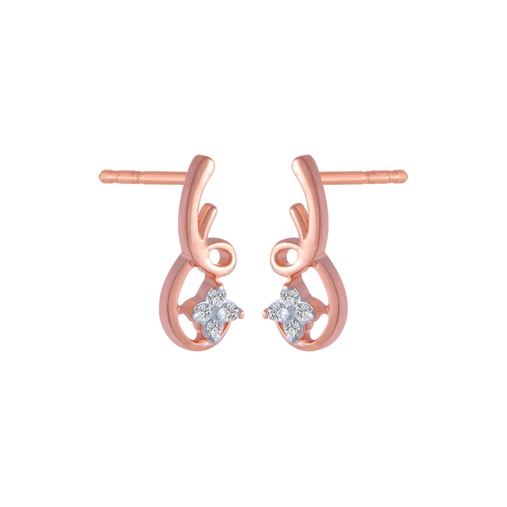 18KT (750) Rose Gold And Diamond Stud Earrings For Women - Image 3