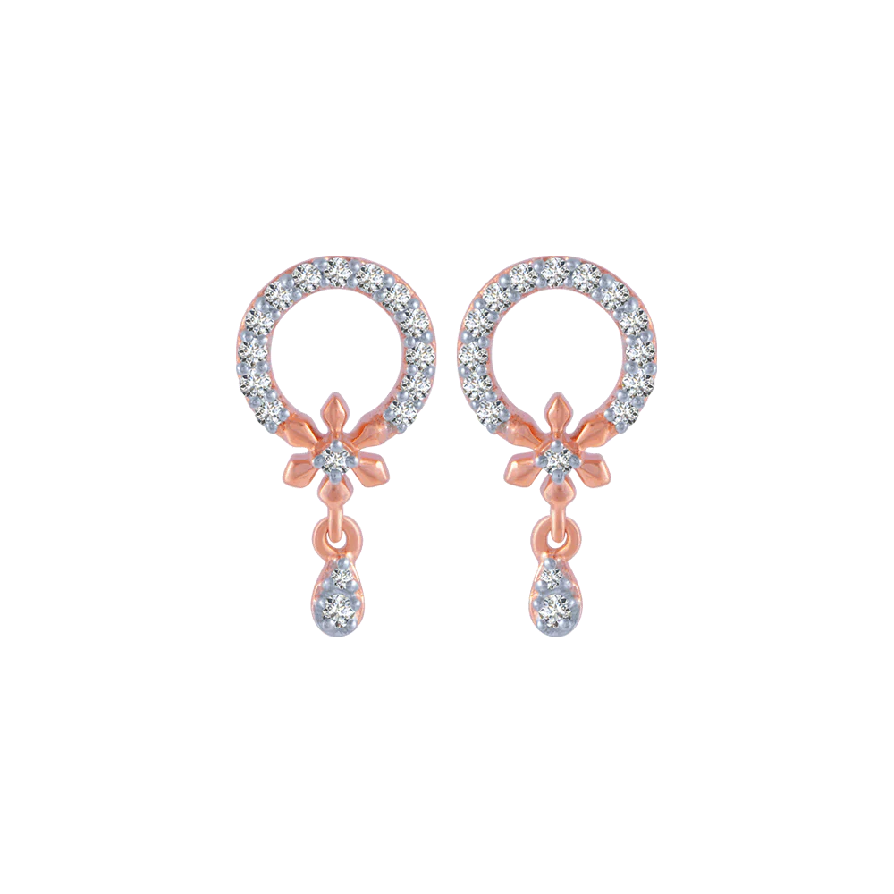 18KT (750) Rose Gold And Diamond Stud Earrings For Women