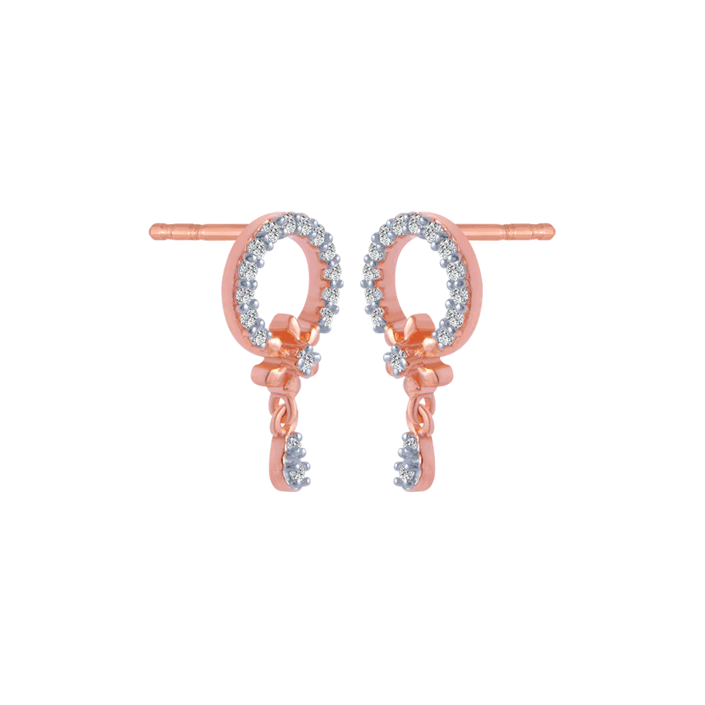 18KT (750) Rose Gold And Diamond Stud Earrings For Women - Image 3