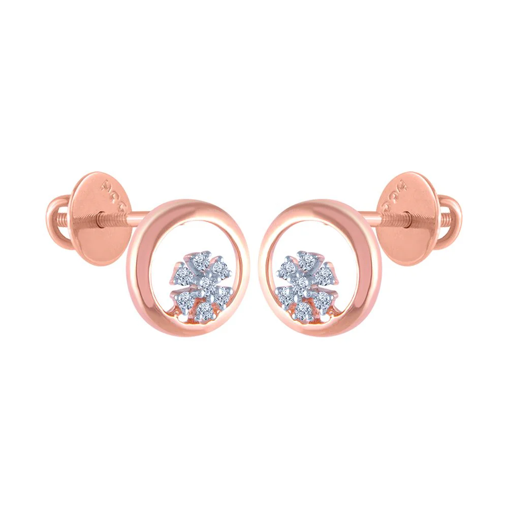 18KT (750) Rose Gold And Diamond Stud Earrings For Women - Image 3