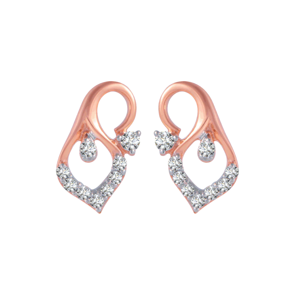 18KT (750) Rose Gold And Diamond Stud Earrings For Women