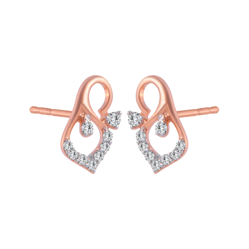 18KT (750) Rose Gold And Diamond Stud Earrings For Women - Image 3
