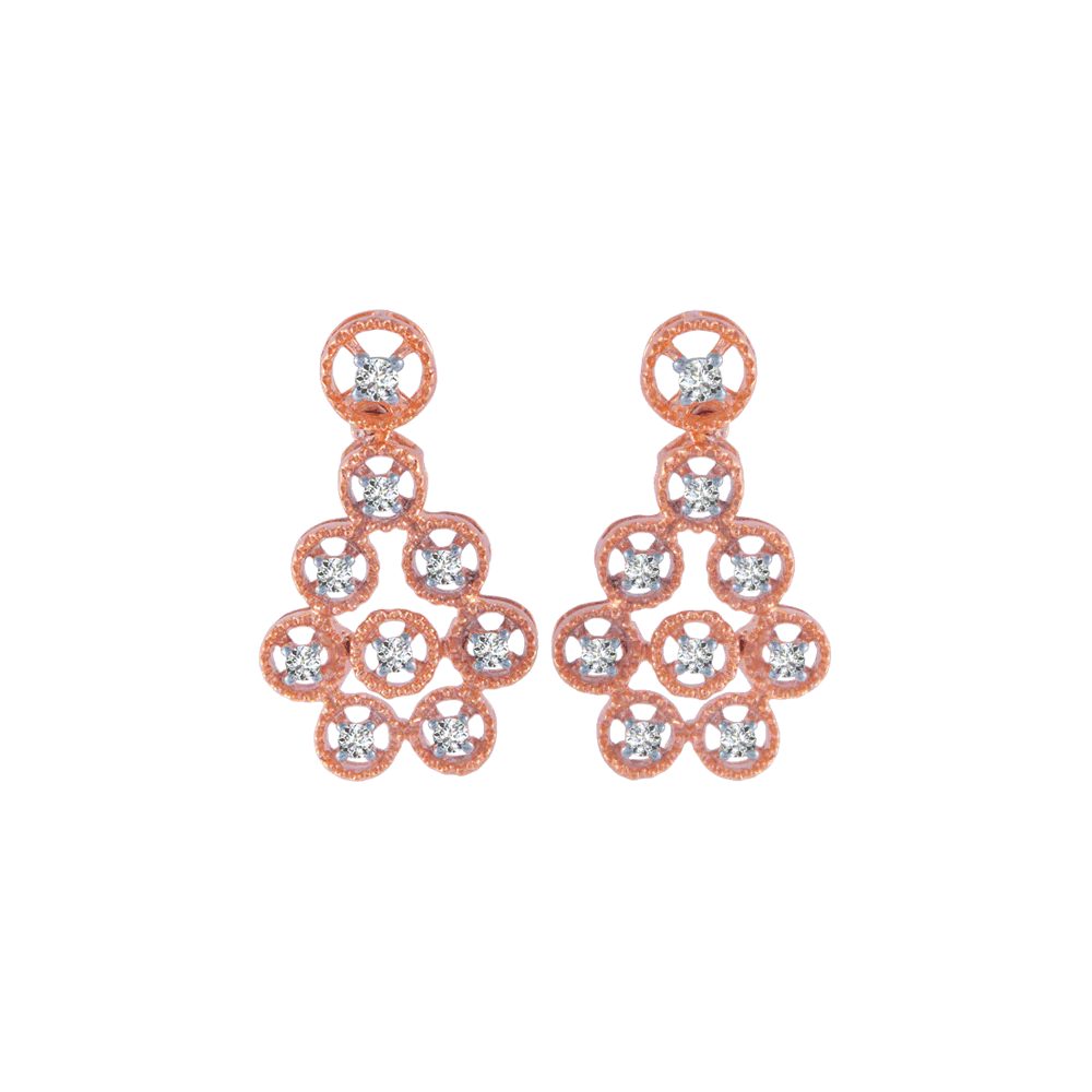18KT (750) Rose Gold And Diamond Stud Earrings For Women
