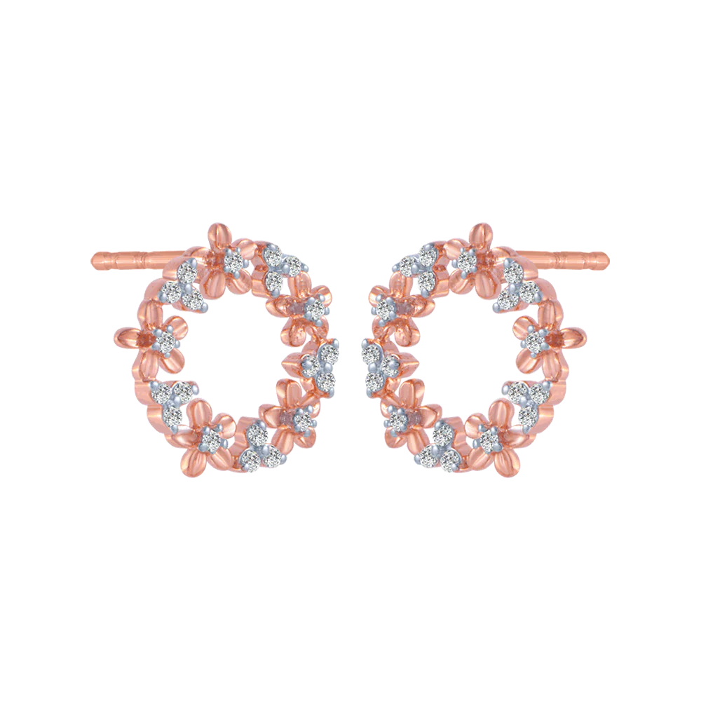 18KT (750) Rose Gold And Solitaire Stud Earrings For Women - Image 3
