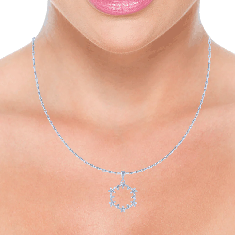 18KT (750) White Gold And Diamond Pendant For Women - Image 2