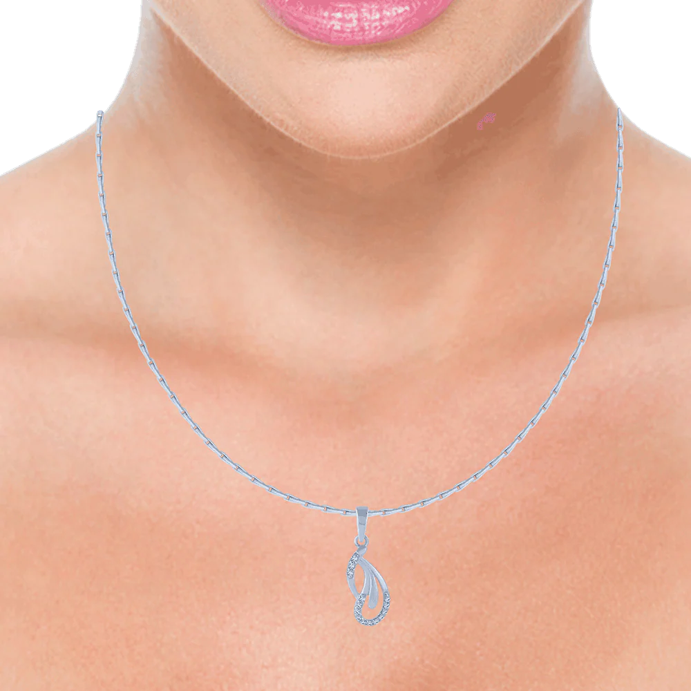 18KT (750) White Gold And Diamond Pendant For Women - Image 2