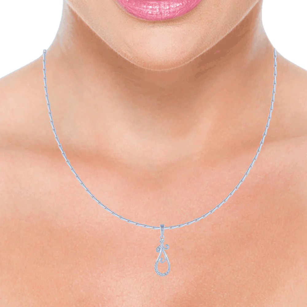 18KT (750) White Gold And Diamond Pendant For Women - Image 2