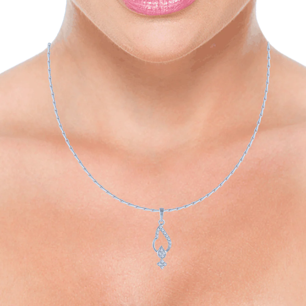 18KT (750) White Gold And Diamond Pendant For Women - Image 2