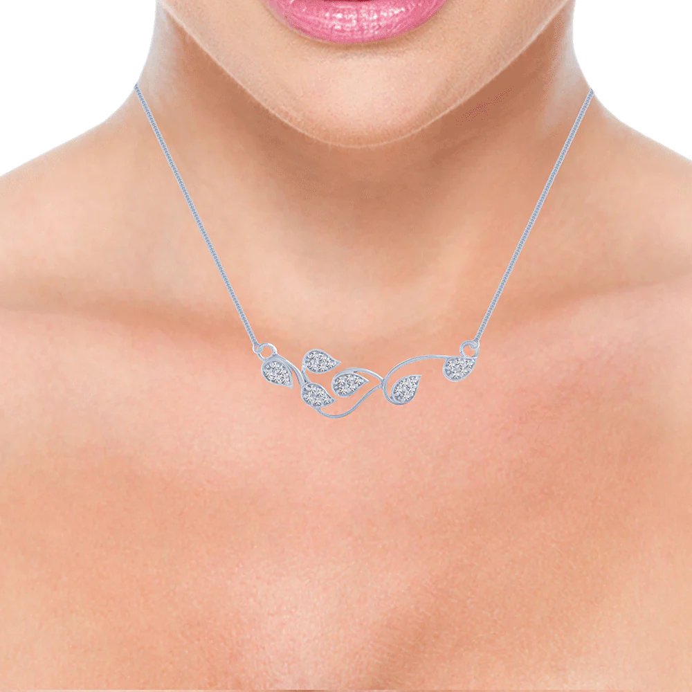 18KT (750) White Gold And Diamond Pendant For Women - Image 2