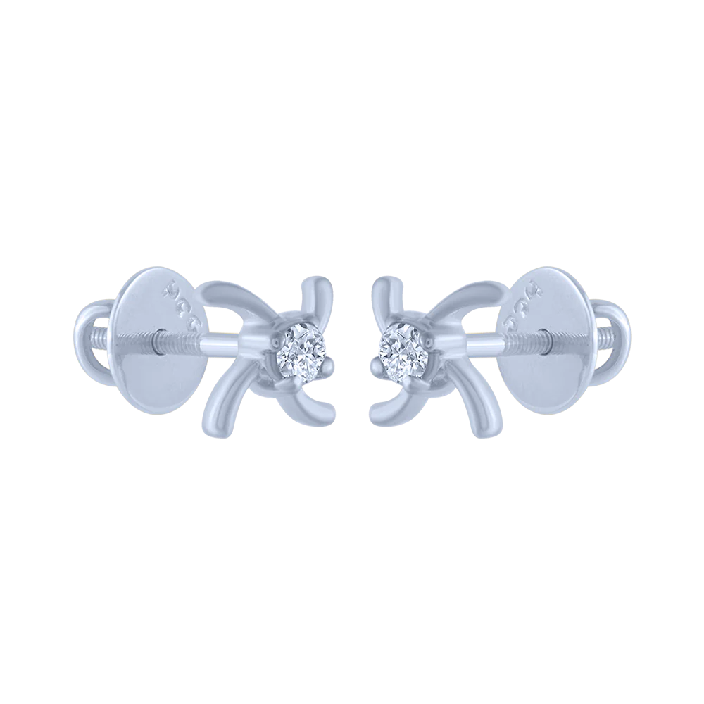 18KT (750) White Gold And Diamond Stud Earrings For Women - Image 3