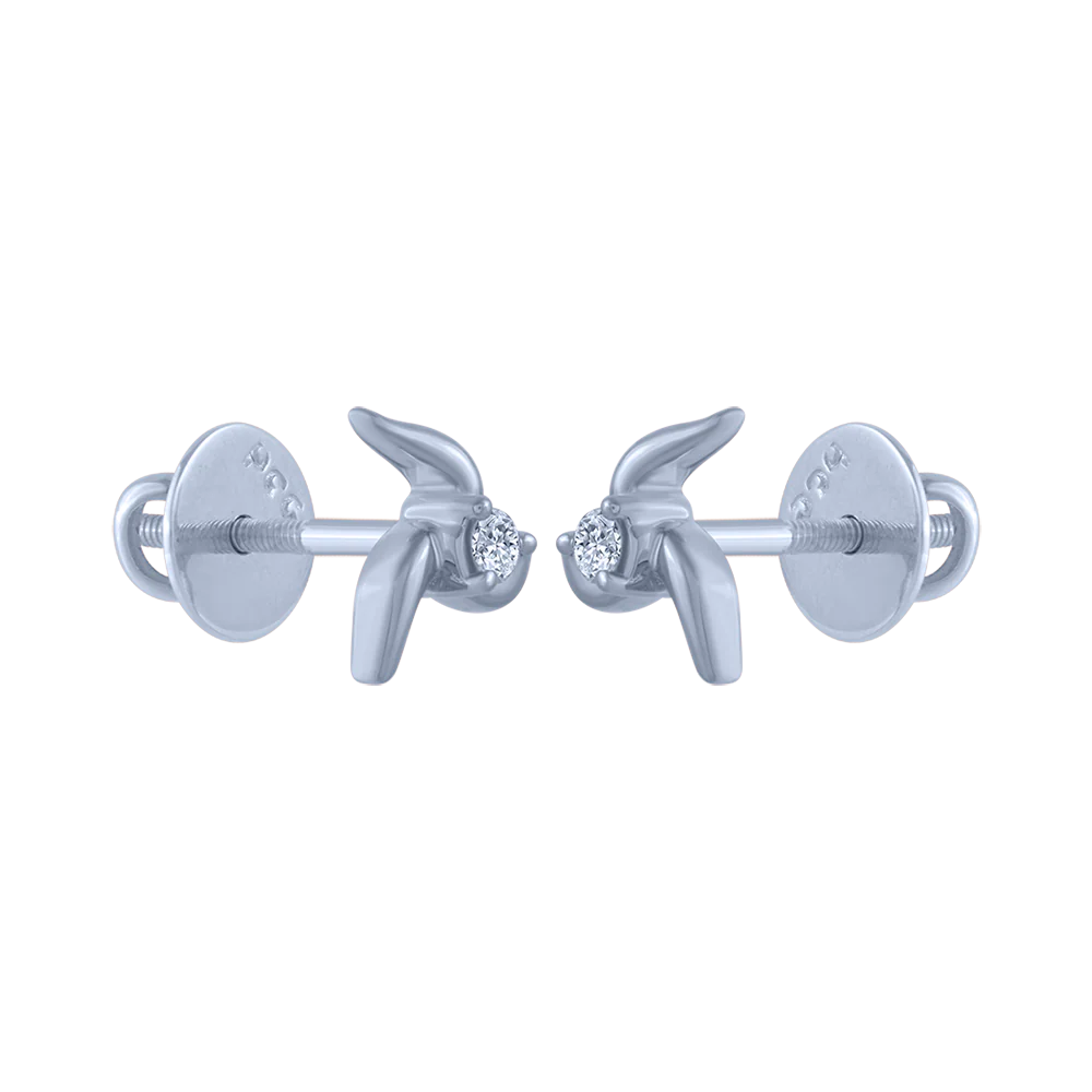 18KT (750) White Gold And Diamond Stud Earrings For Women - Image 3