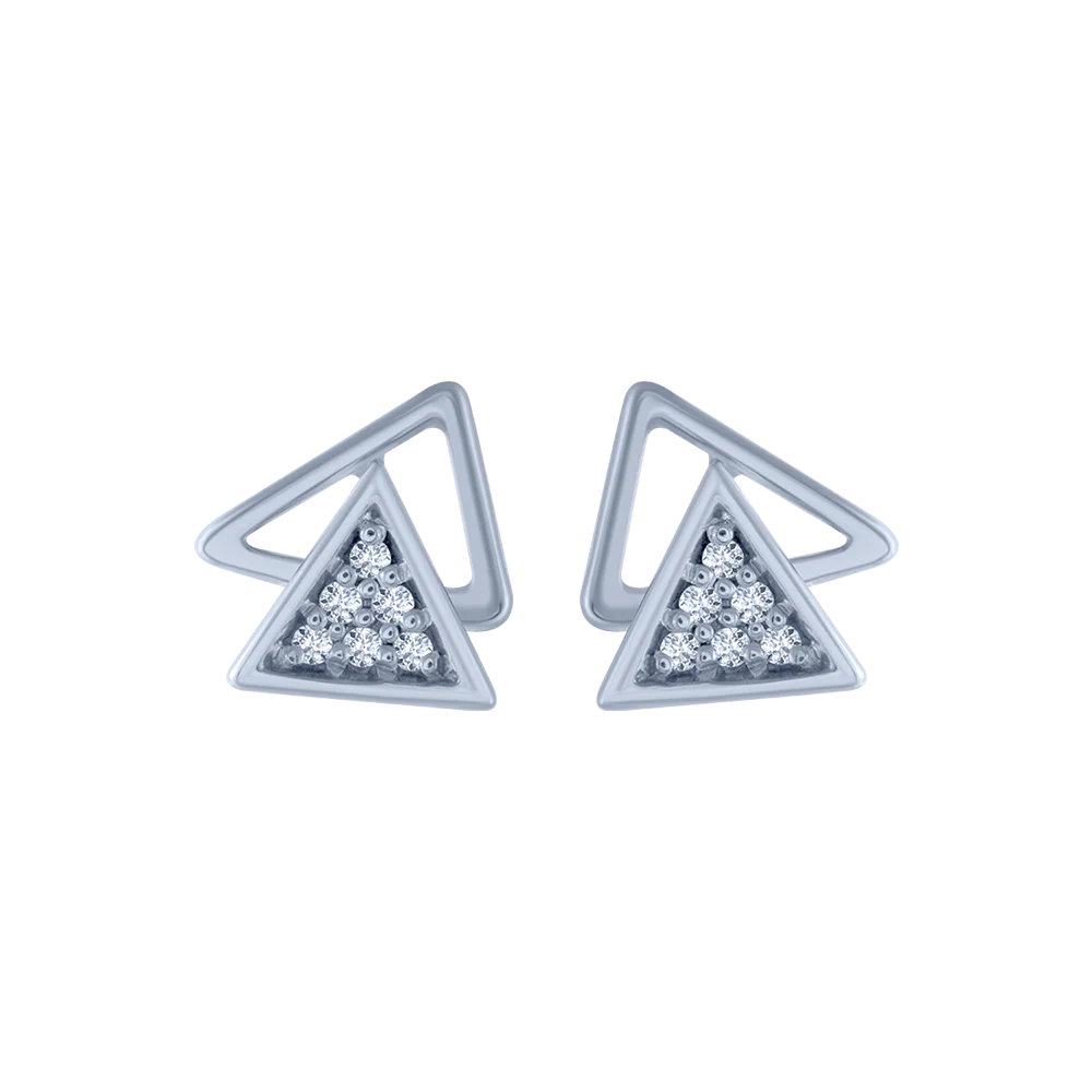 18KT (750) White Gold And Diamond Stud Earrings For Women