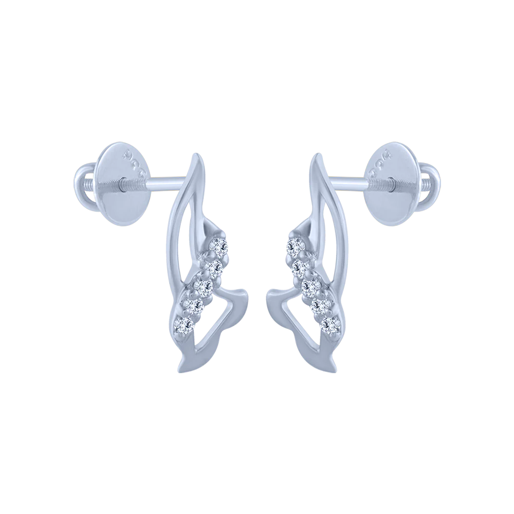 18KT (750) White Gold And Diamond Stud Earrings For Women - Image 2