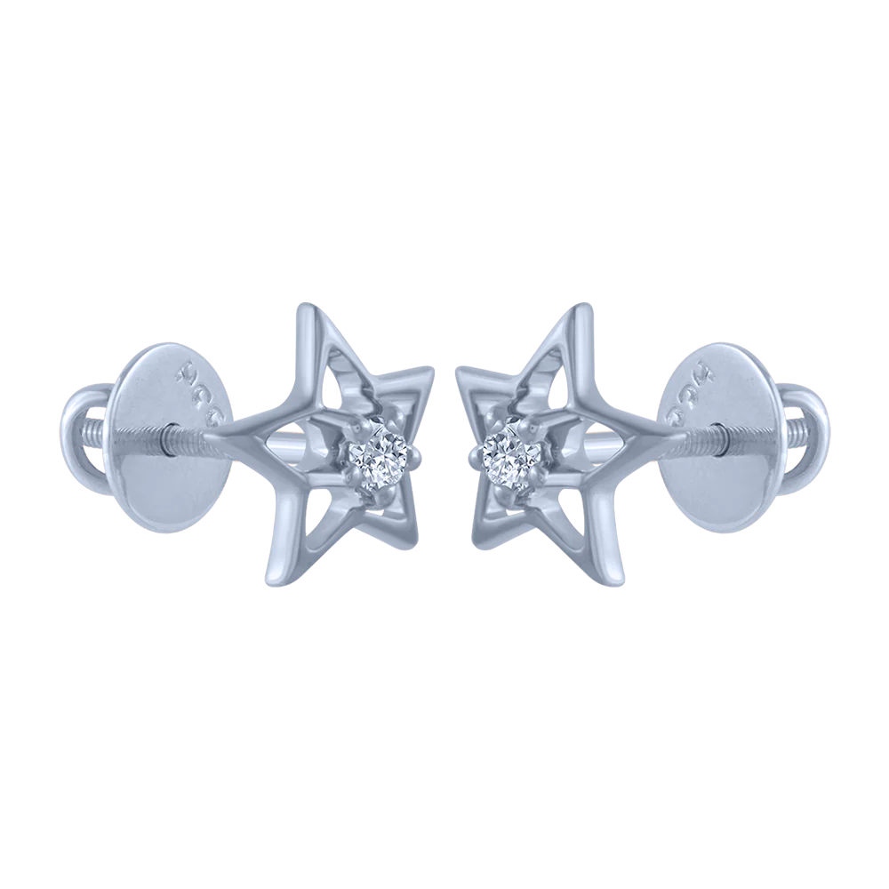 18KT (750) White Gold And Diamond Stud Earrings For Women - Image 3