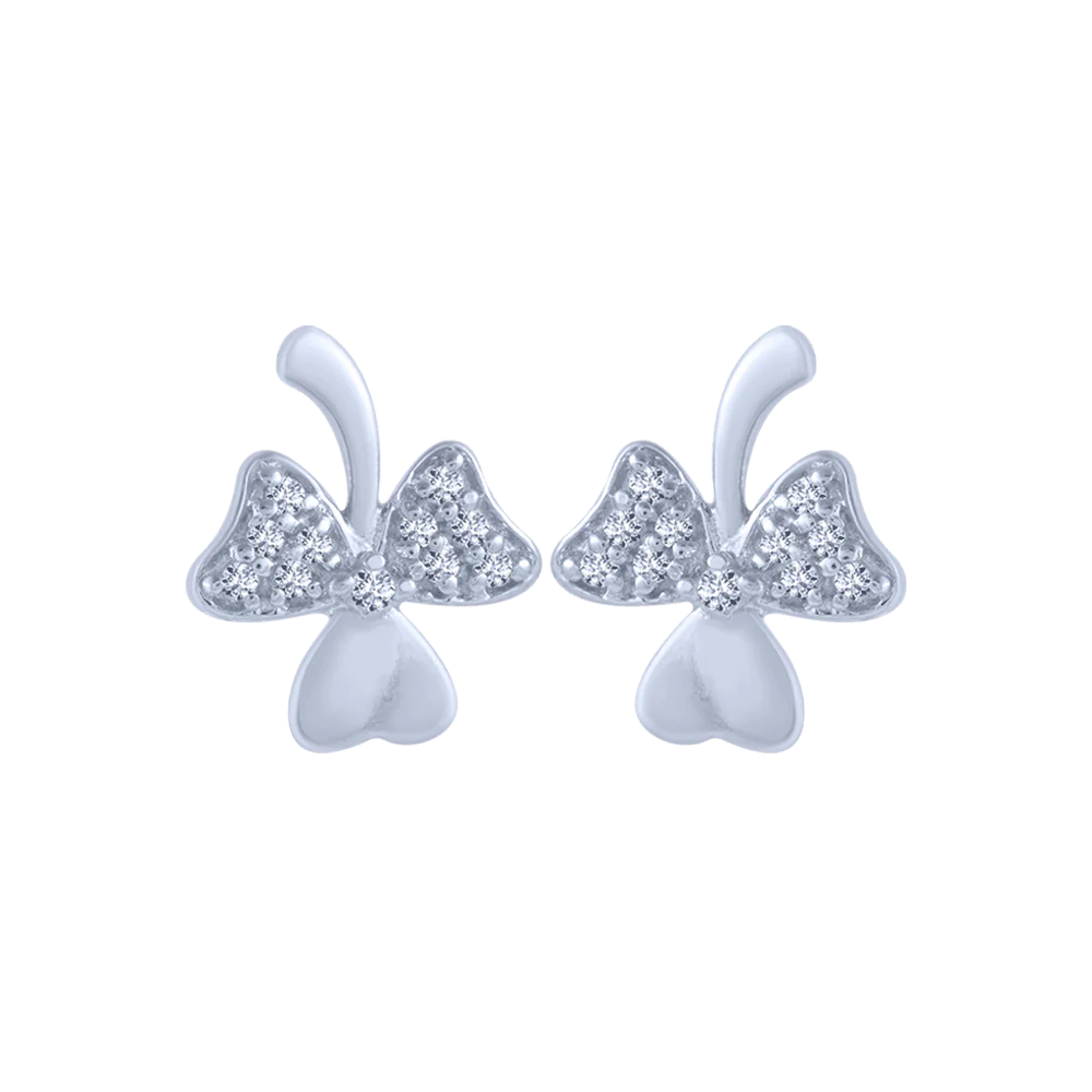 18KT (750) White Gold And Diamond Stud Earrings For Women