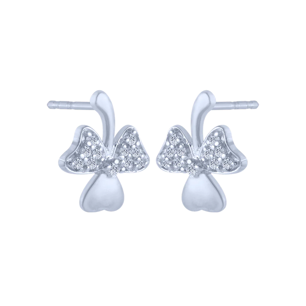 18KT (750) White Gold And Diamond Stud Earrings For Women - Image 3