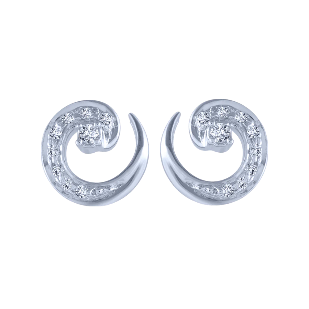 18KT (750) White Gold And Diamond Stud Earrings For Women