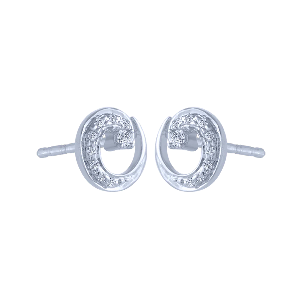 18KT (750) White Gold And Diamond Stud Earrings For Women - Image 3