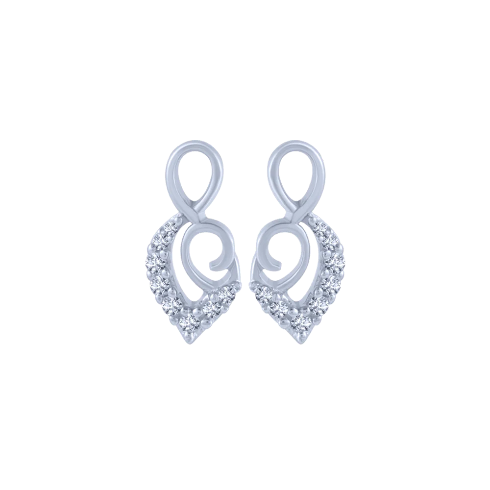 18KT (750) White Gold And Diamond Stud Earrings For Women