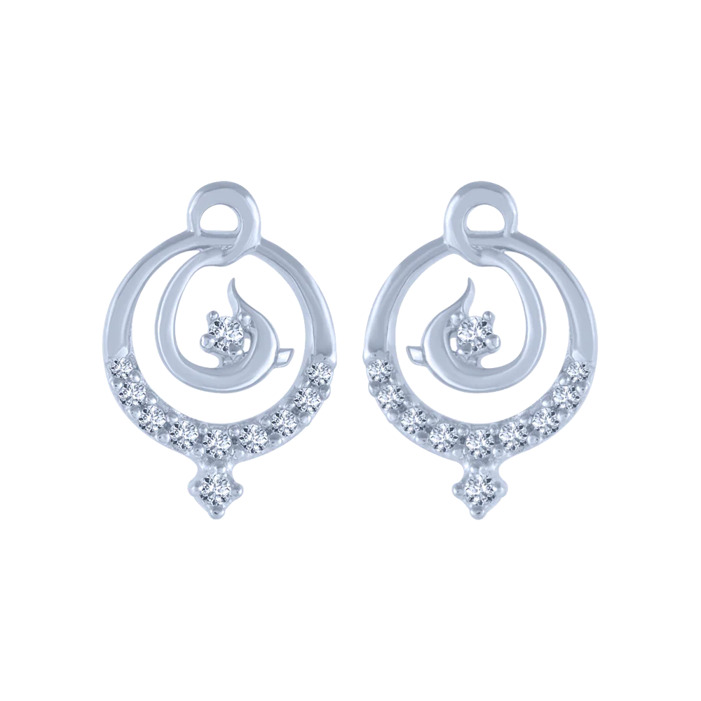 18KT (750) White Gold And Diamond Stud Earrings For Women