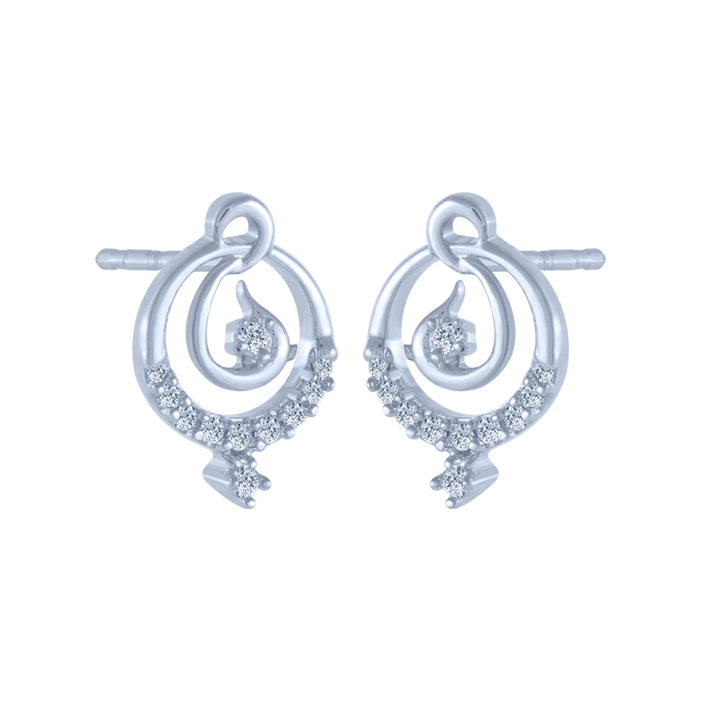 18KT (750) White Gold And Diamond Stud Earrings For Women - Image 3