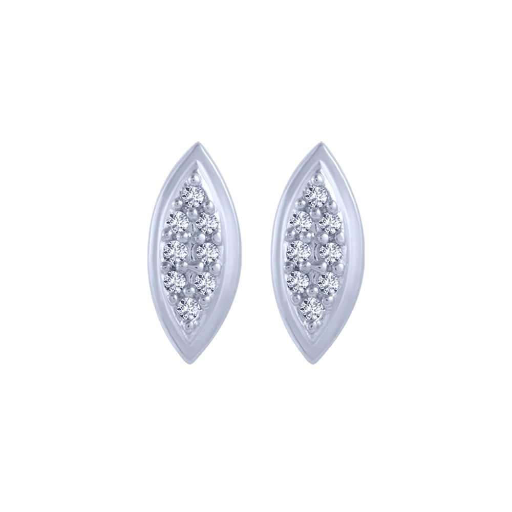 18KT (750) White Gold And Diamond Stud Earrings For Women