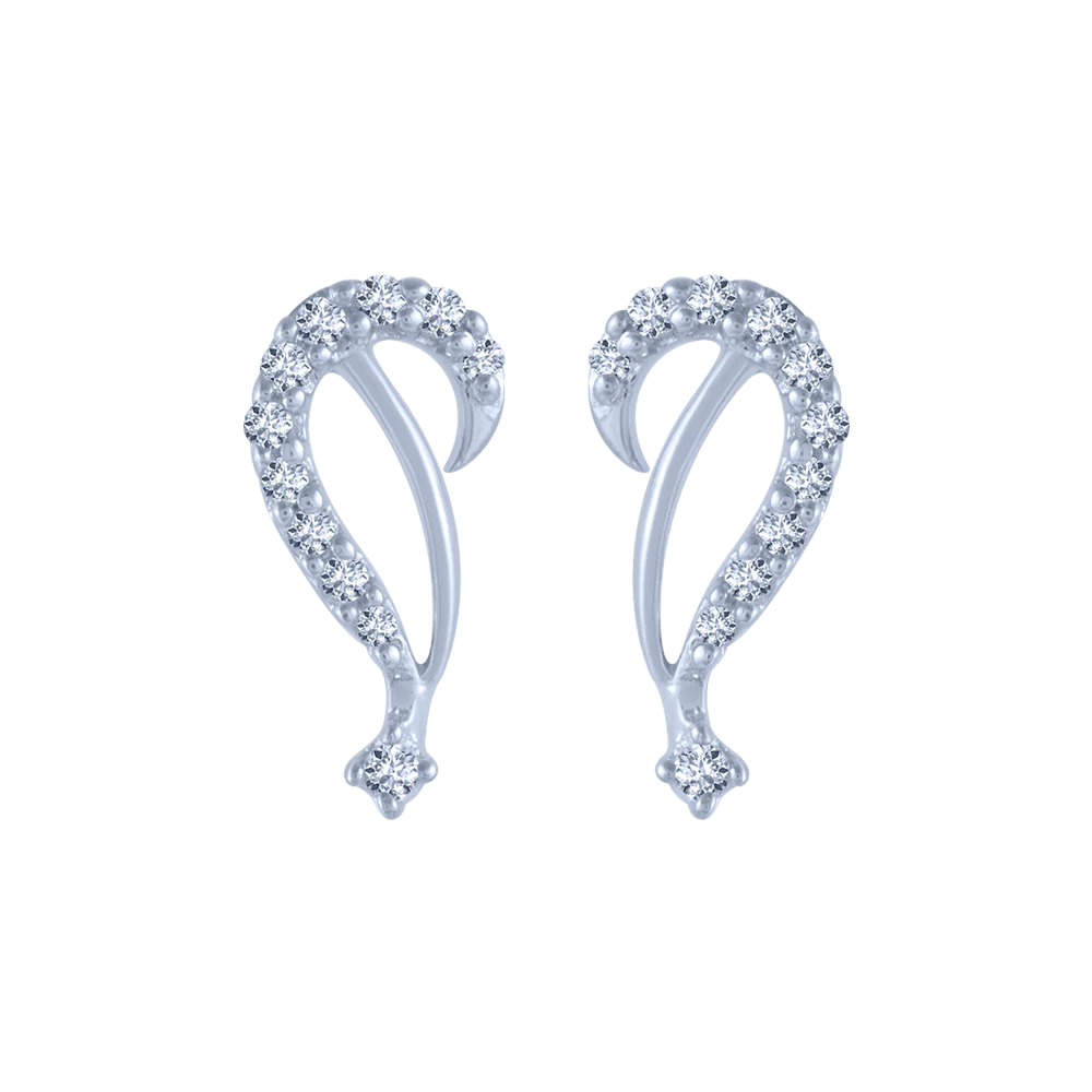 18KT (750) White Gold And Diamond Stud Earrings For Women