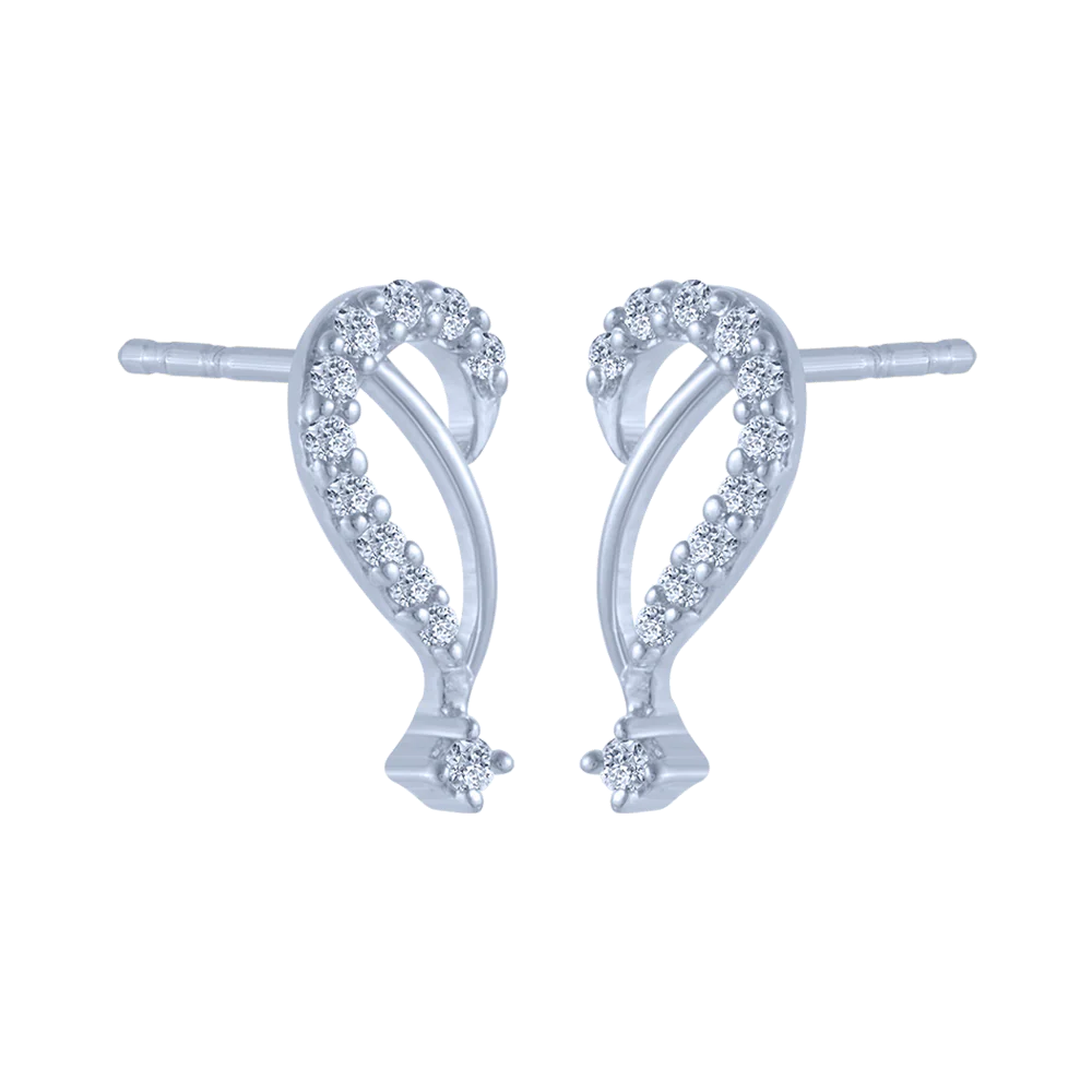18KT (750) White Gold And Diamond Stud Earrings For Women - Image 3