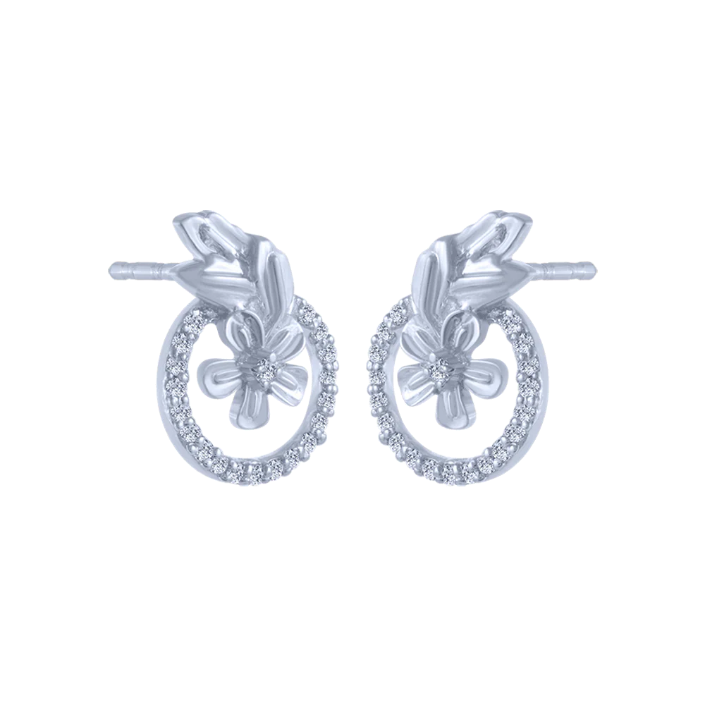 18KT (750) White Gold And Diamond Stud Earrings For Women - Image 3