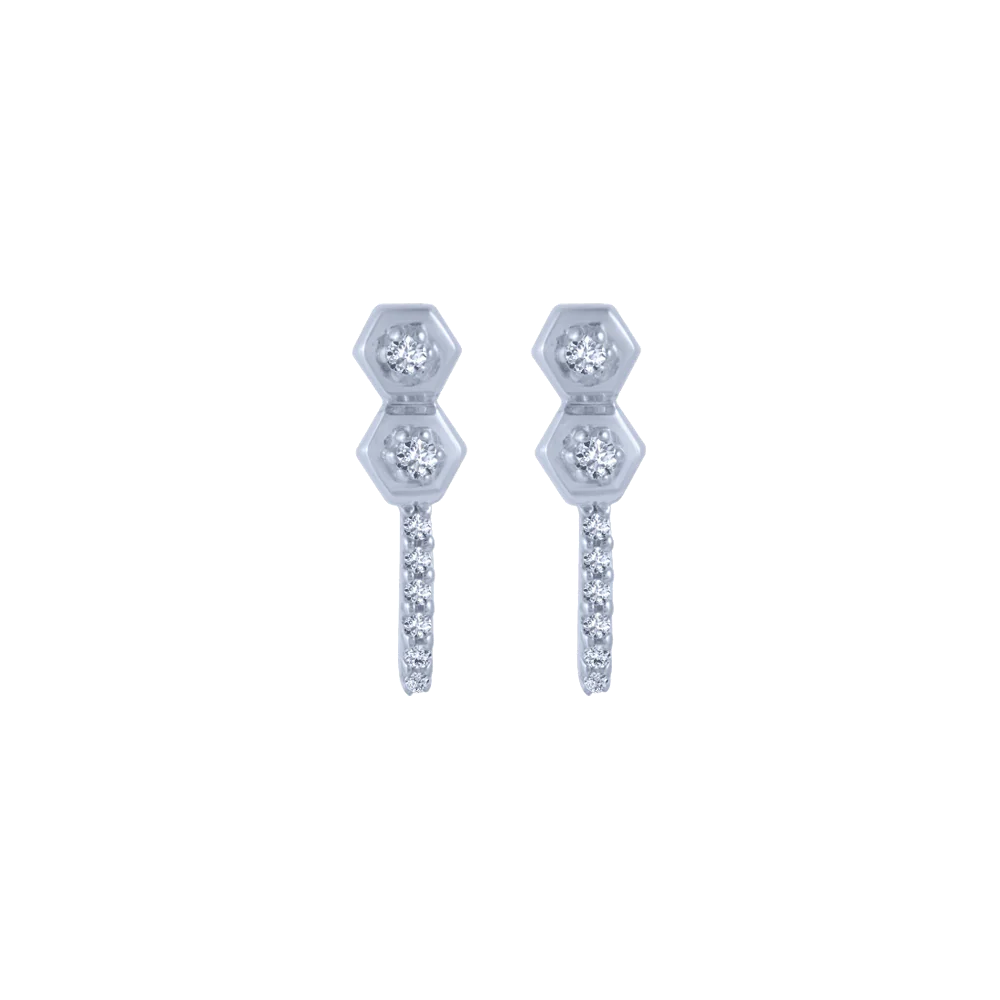 18KT (750) White Gold And Diamond Stud Earrings For Women