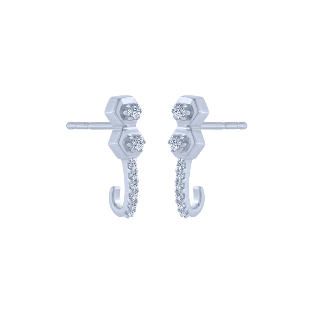 18KT (750) White Gold And Diamond Stud Earrings For Women - Image 3