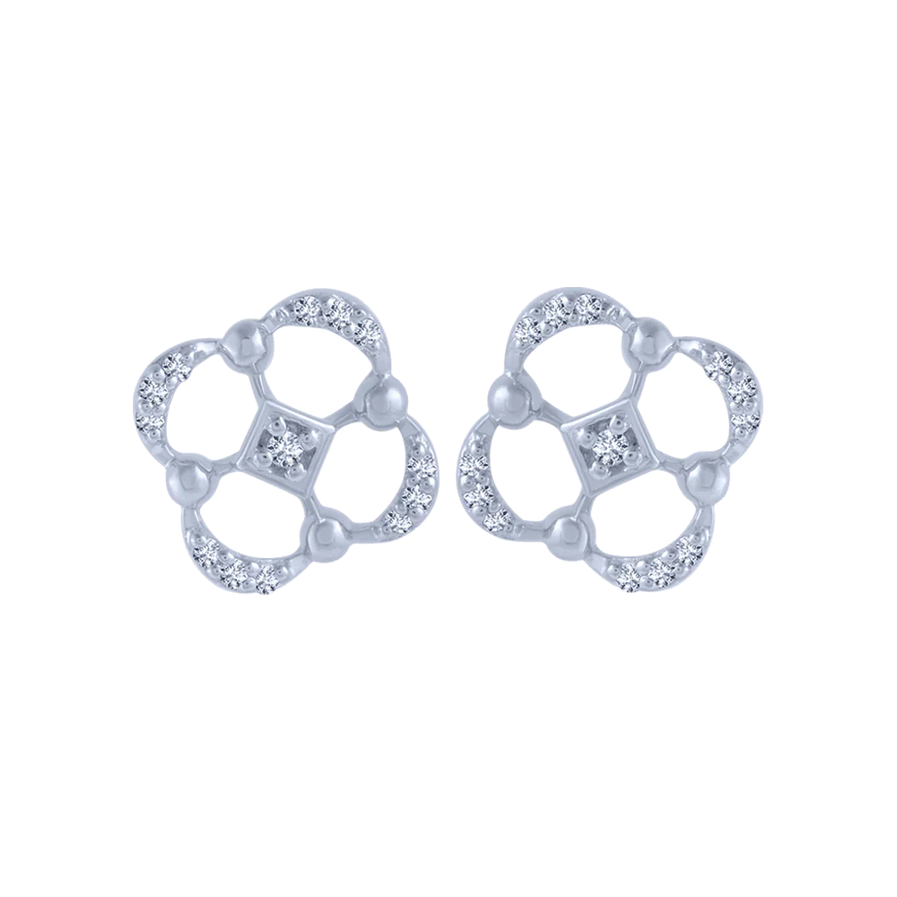 18KT (750) White Gold And Diamond Stud Earrings For Women