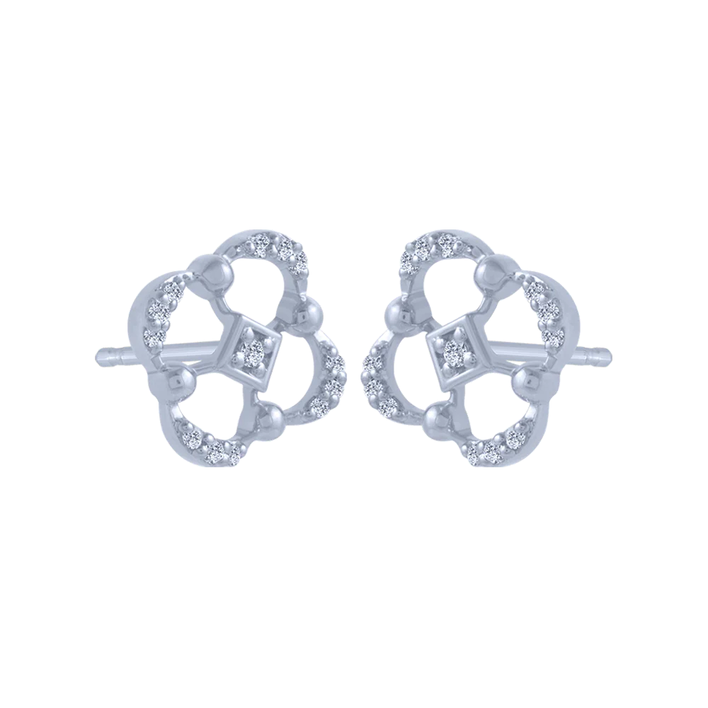 18KT (750) White Gold And Diamond Stud Earrings For Women - Image 3