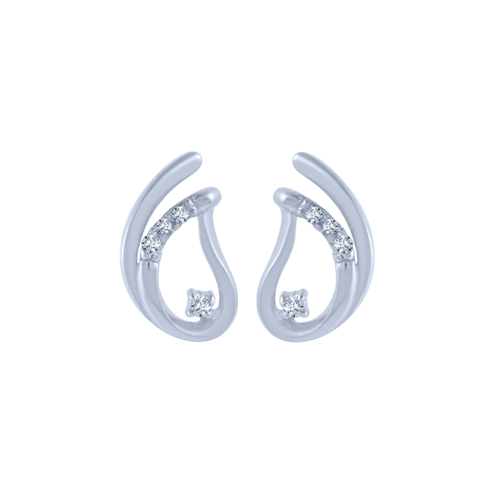 18KT (750) White Gold And Diamond Stud Earrings For Women