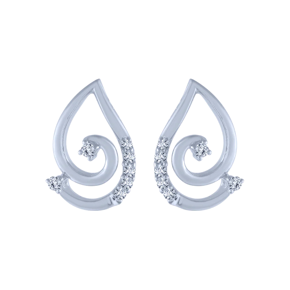 18KT (750) White Gold And Diamond Stud Earrings For Women