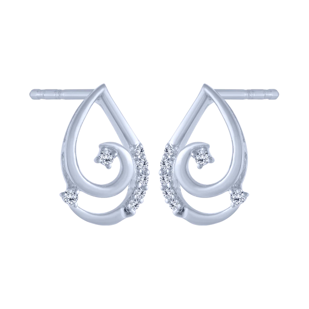 18KT (750) White Gold And Diamond Stud Earrings For Women - Image 3