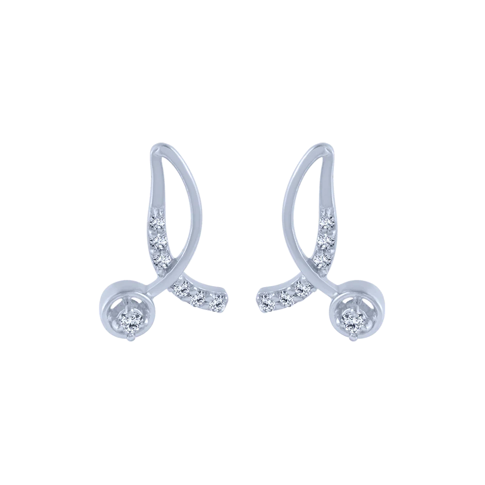 18KT (750) White Gold And Diamond Stud Earrings For Women