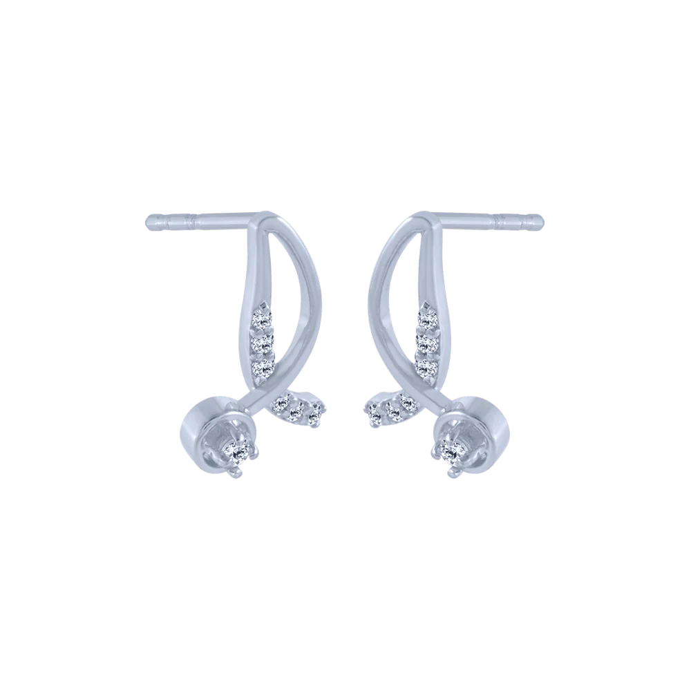 18KT (750) White Gold And Diamond Stud Earrings For Women - Image 3