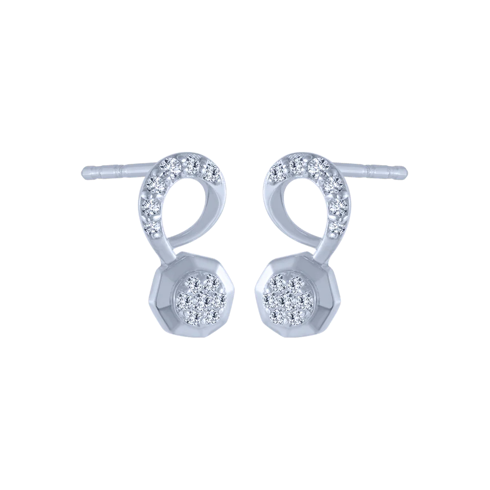 18KT (750) White Gold And Diamond Stud Earrings For Women - Image 3