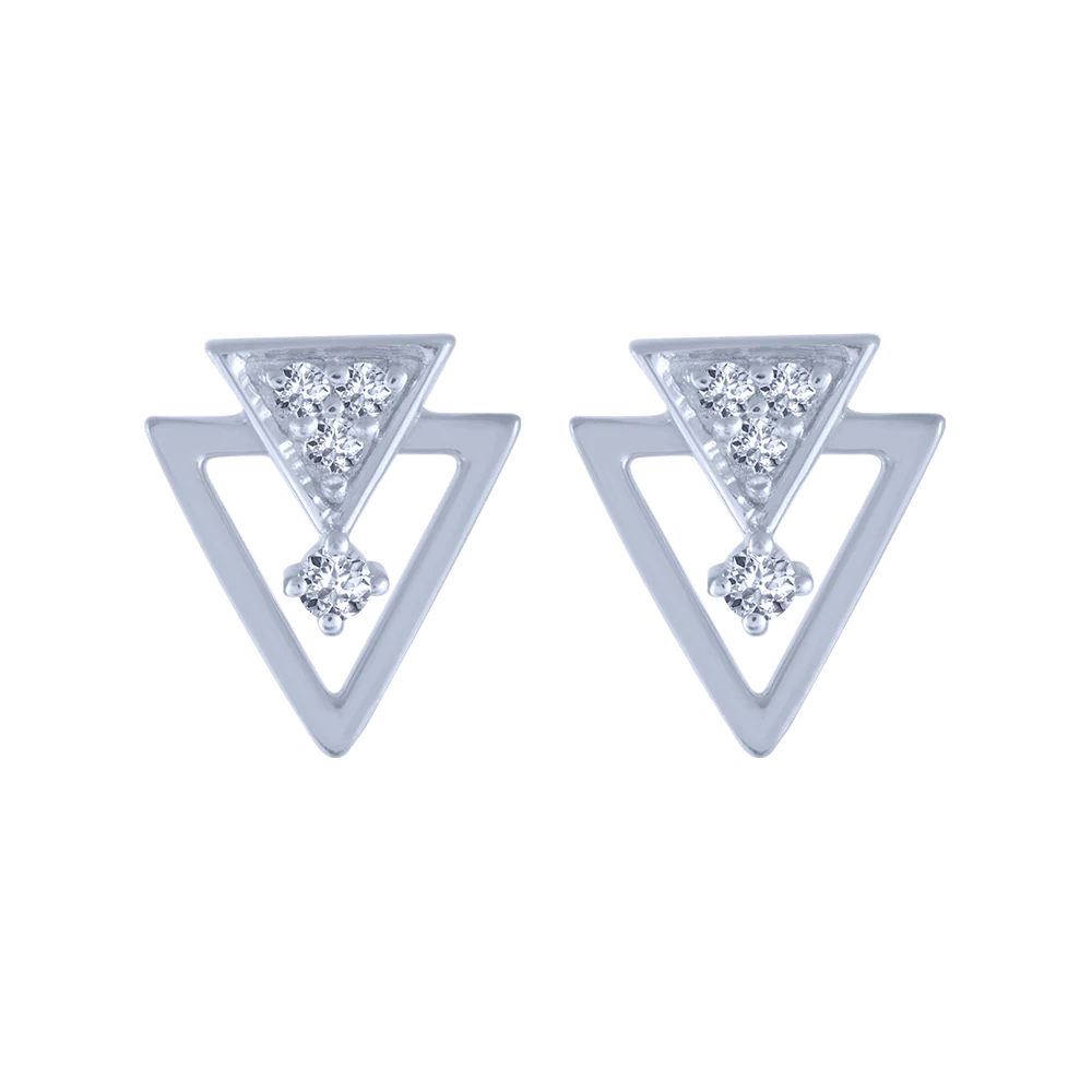 18KT (750) White Gold And Diamond Stud Earrings For Women