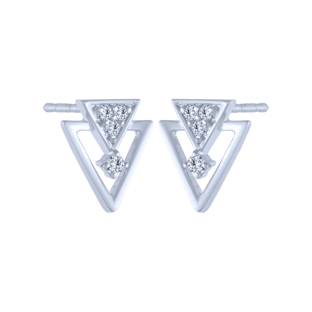 18KT (750) White Gold And Diamond Stud Earrings For Women - Image 3