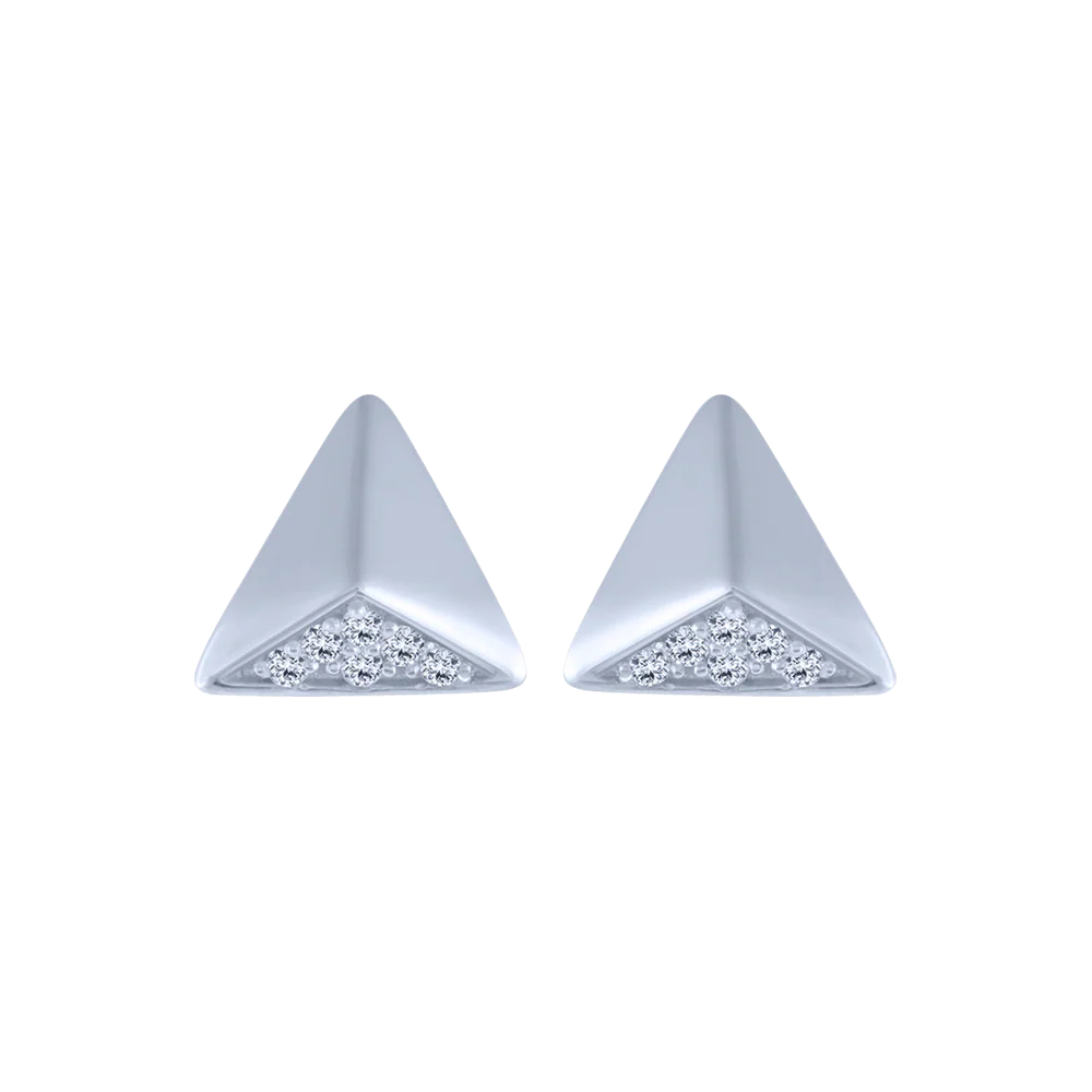 18KT (750) White Gold And Diamond Stud Earrings For Women