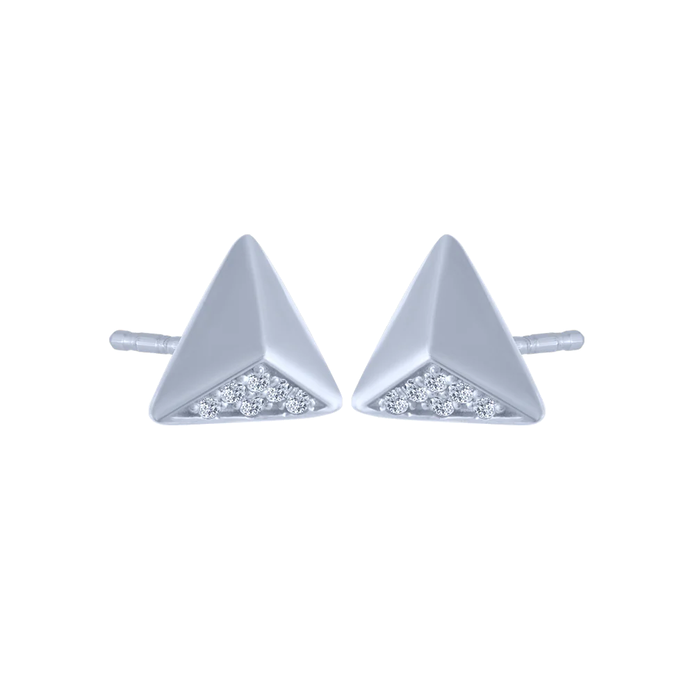 18KT (750) White Gold And Diamond Stud Earrings For Women - Image 3