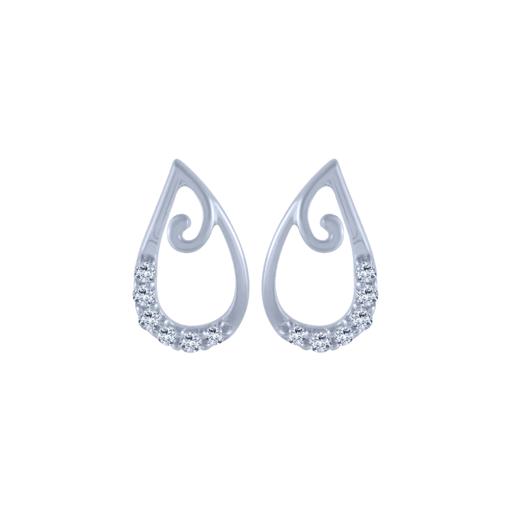 18KT (750) White Gold And Diamond Stud Earrings For Women