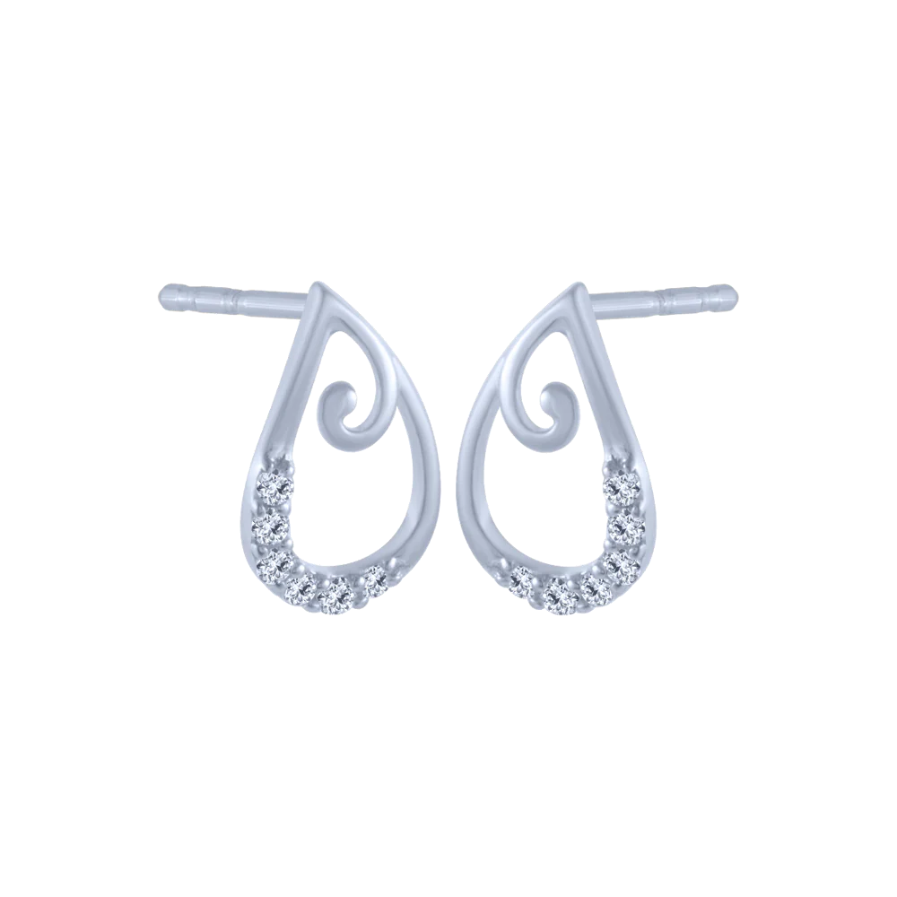 18KT (750) White Gold And Diamond Stud Earrings For Women - Image 3
