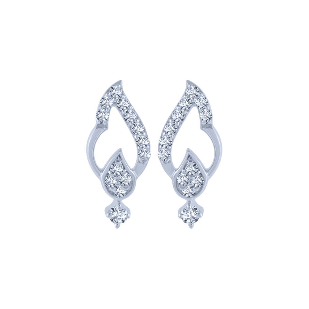 18KT (750) White Gold And Diamond Stud Earrings For Women