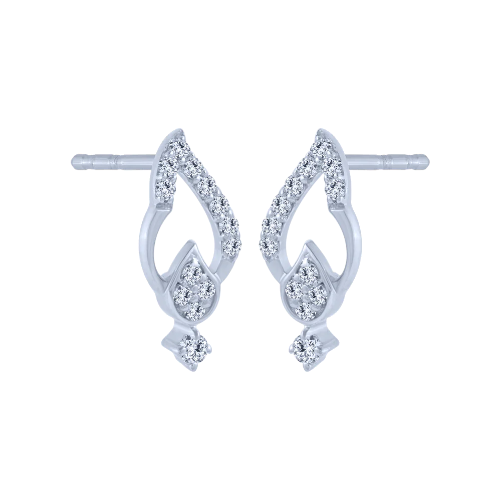 18KT (750) White Gold And Diamond Stud Earrings For Women - Image 3