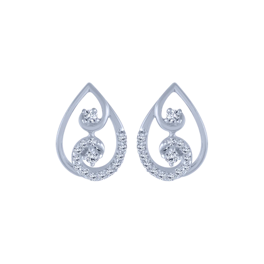 18KT (750) White Gold And Diamond Stud Earrings For Women